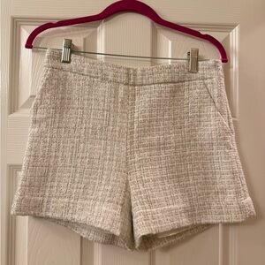 Aqua Cream Tweed High-Waist Tailored Shorts